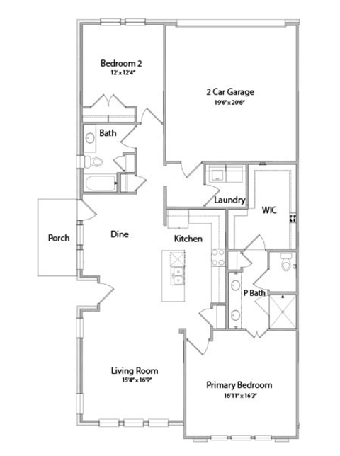 a floor plan of a house with bedrooms and a car garage